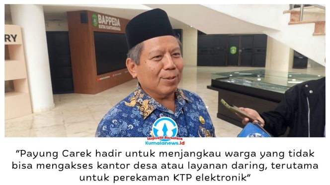 
 Plt. Kepala Disdukcapil Kukar, Muhammad Iryanto, menjelaskan perbedaan layanan Bunga Desaku dan Payung Carek. Payung Carek menyasar warga berkebutuhan khusus, penyandang disabilitas, dan lansia yang kesulitan mengakses pelayanan administrasi kependudukan secara mandiri. Foto: Indirwan.