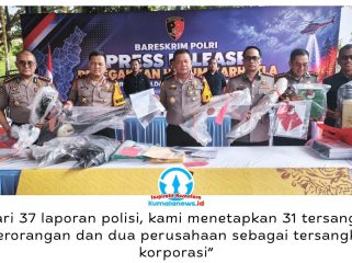 Kapolda Kaltim Irjen Pol Endar Priantoro didampingi jajaran pejabat utama Polda Kaltim menunjukkan barang bukti dalam pengungkapan kasus kebakaran hutan dan lahan (karhutla) di Kalimantan Timur, Kamis (29/10/2026). Foto: M Hilmansyah.