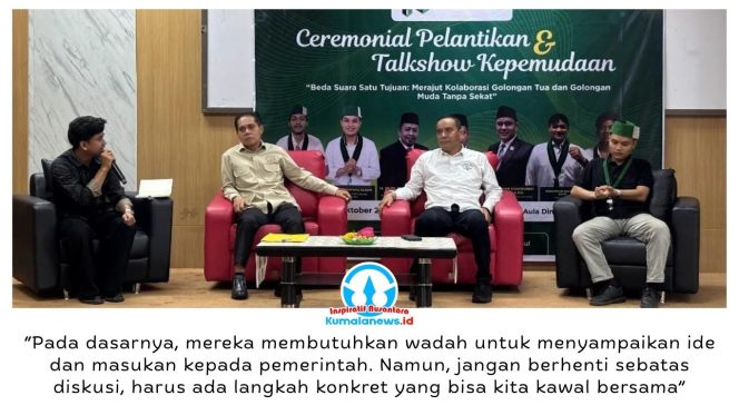 
 Ketua Komisi IV DPRD Kota Samarinda, Mohammad Novan Syahronny Pasie, menjadi pemateri dalam talkshow bertema “Beda Suara, Satu Tujuan: Merajut Kolaborasi Golongan Tua dan Golongan Muda Tanpa Sekat” di Aula Dinas Perpustakaan dan Kearsipan Kota Samarinda, Jumat (30/10/2026). Dalam kesempatan itu, ia mendorong pelibatan generasi muda secara langsung dalam perencanaan hingga pelaksanaan pembangunan daerah.