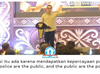 Wali Kota Samarinda, Andi Harun, menyampaikan apresiasi kepada Kombes Pol Hendri Umar atas dedikasi dan pengabdiannya selama kurang lebih dua tahun menjabat sebagai Kapolresta Samarinda, dalam acara pisah sambut Kapolresta Samarinda kepada pejabat baru Kombes Pol Eko Novan Prasetyo Puspito di Hotel Fugo Samarinda, Jumat (30/10/2026) malam. Foto: Humas Pemkot Samarinda.