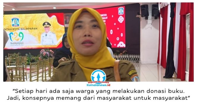 
 Kepala Dispustakar Kota Balikpapan, Neny Dwi Winahyu, menjelaskan program SiKuMas mengusung konsep dari masyarakat untuk masyarakat dengan mengajak warga berkontribusi menyediakan bahan bacaan yang dapat dimanfaatkan berbagai kalangan. Foto: Hilmansyah.